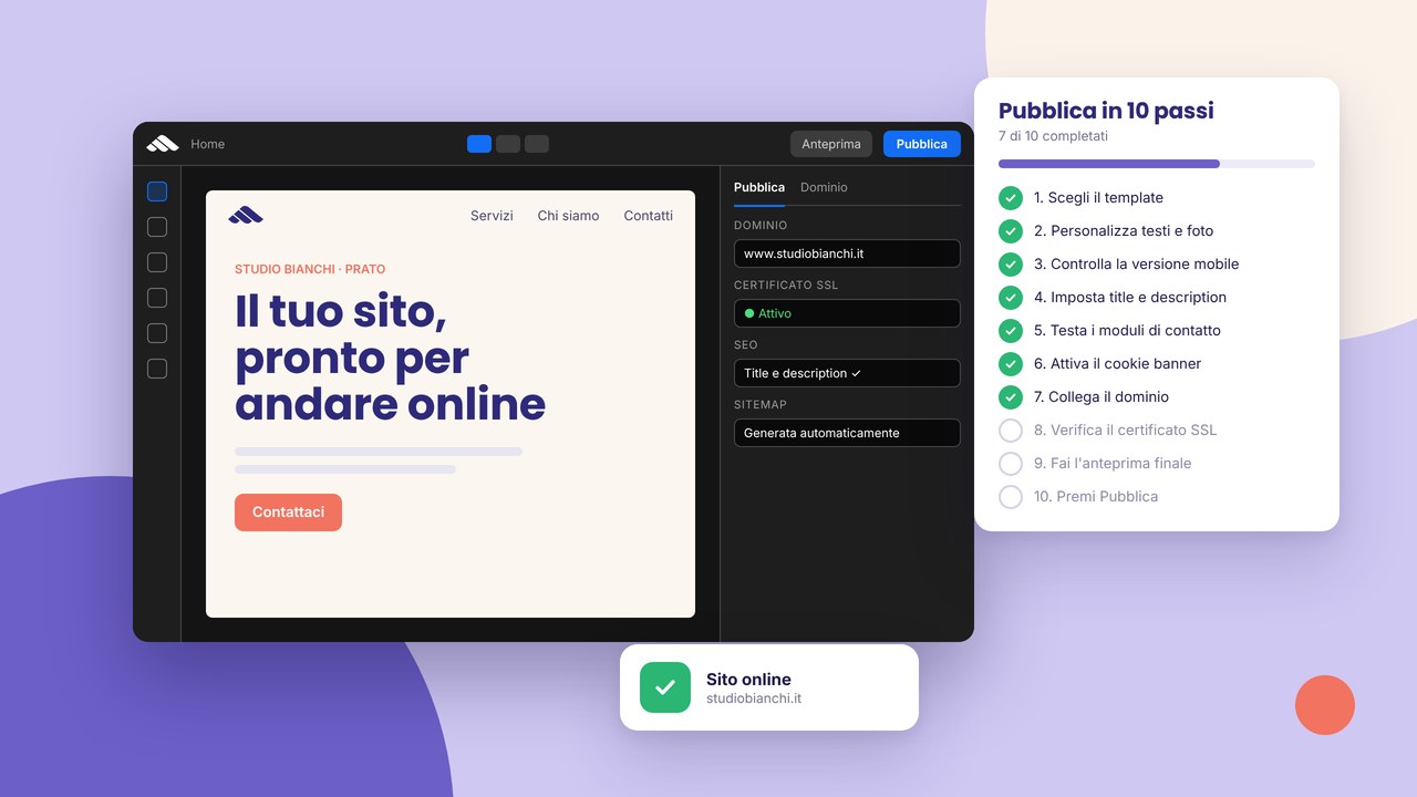Come pubblicare un sito dal builder in 10 passi