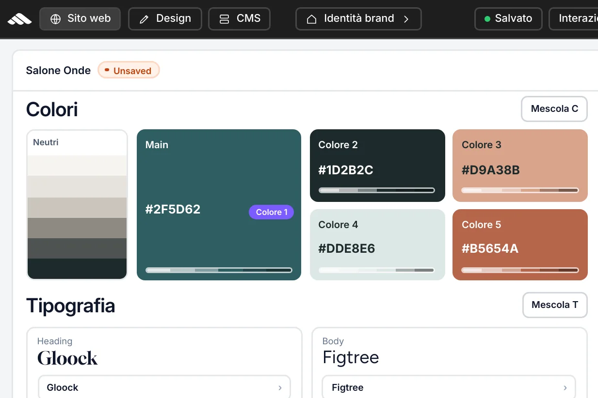 Card — Definisci palette e font