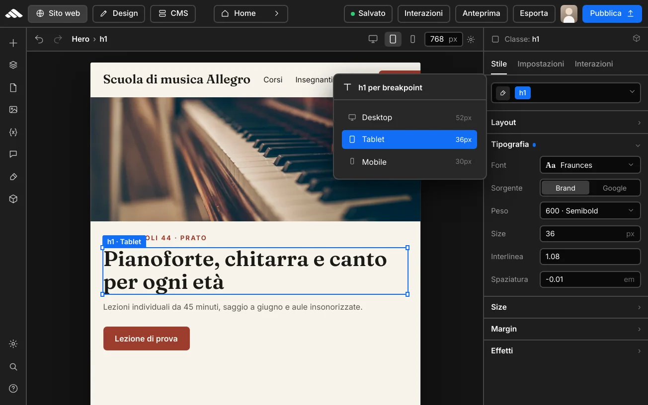 Sezione 02 — Color picker nel builder