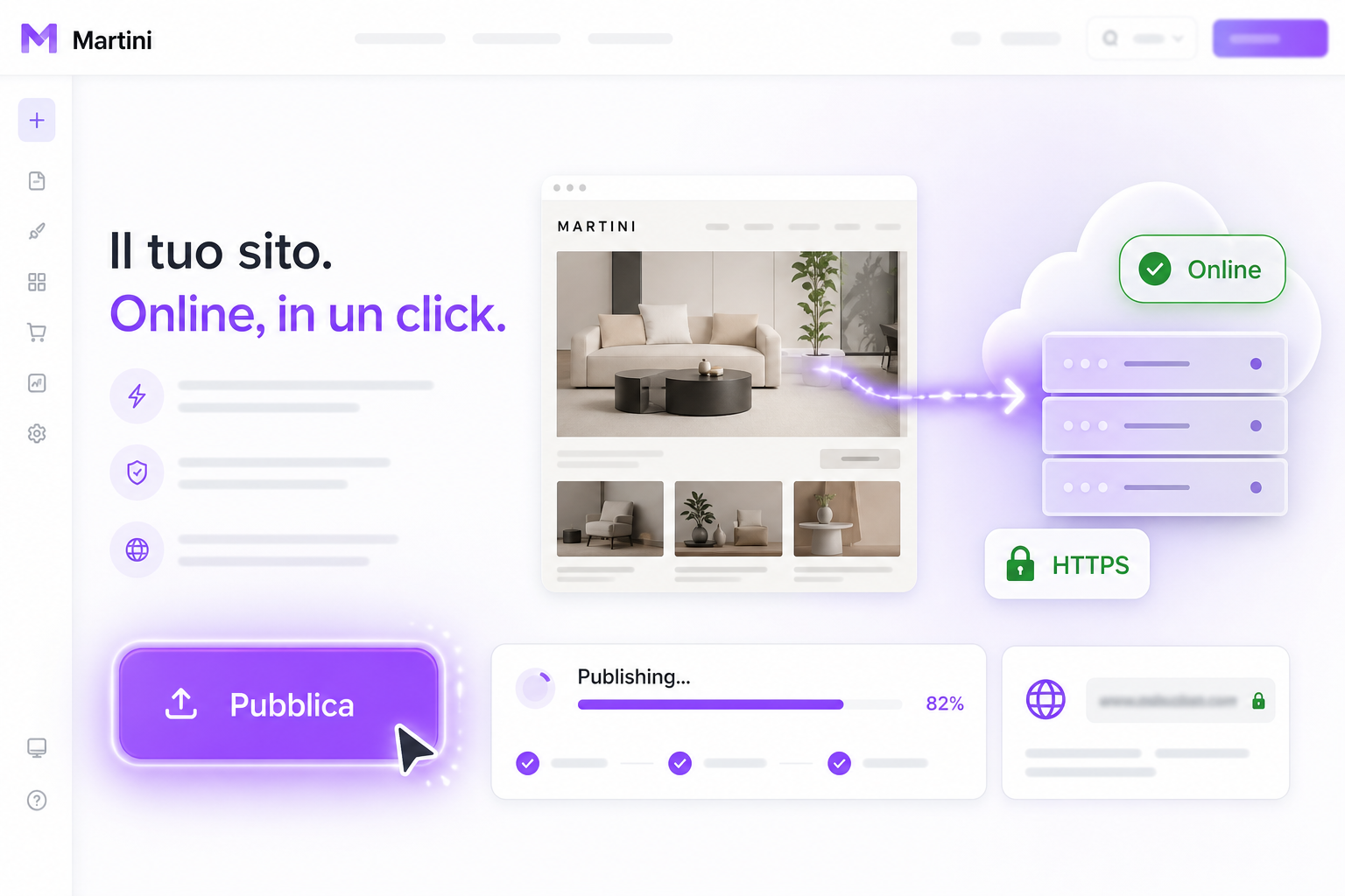 Anteprima builder Martini Francesco con pubblicazione e hosting integrato