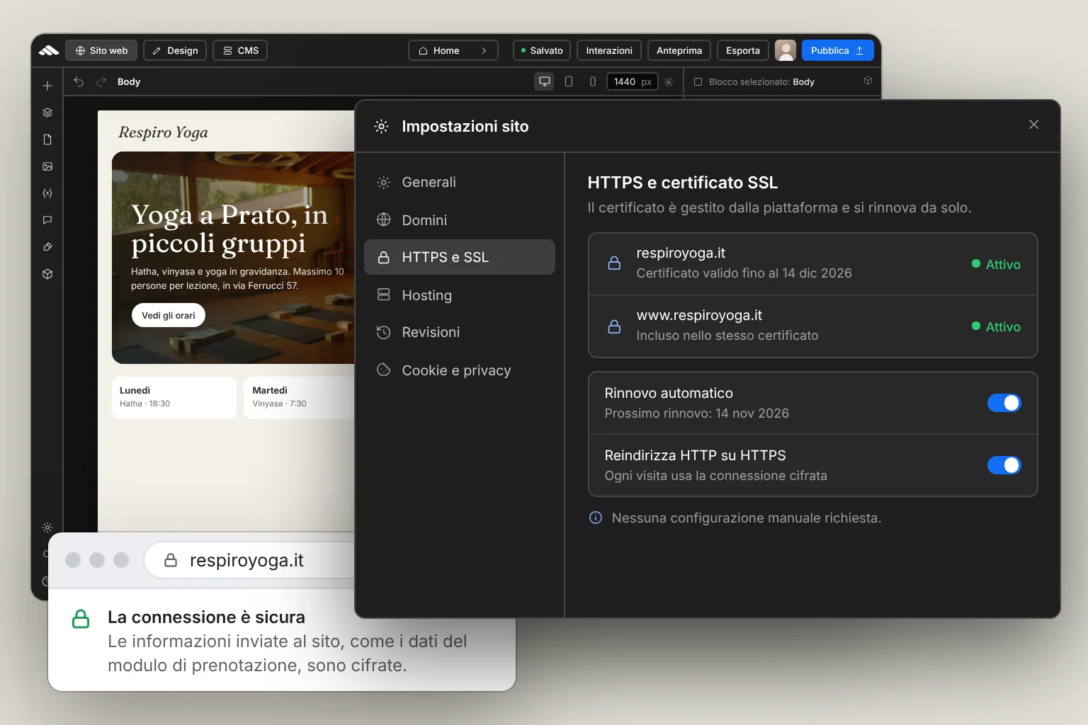 HTTPS connection and included SSL certificate