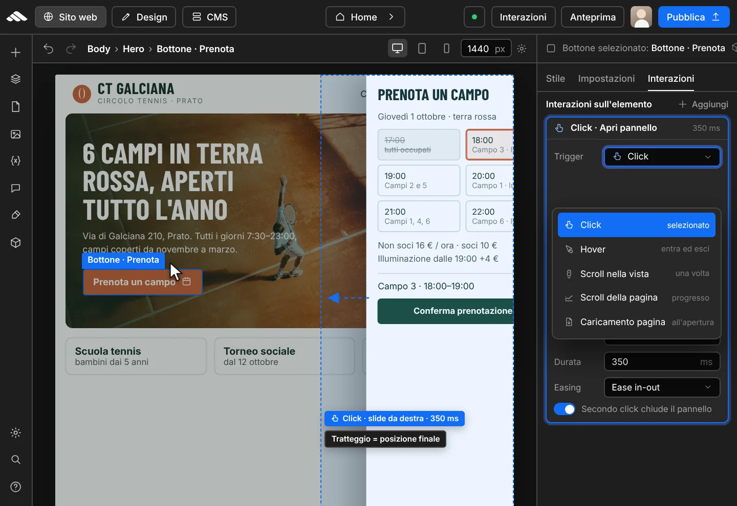 Click, hover, scroll, and page load events