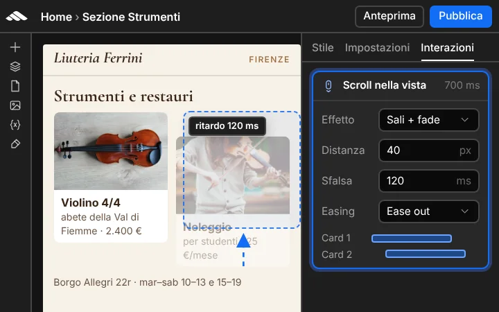 Animations on elements and sections (mobile)