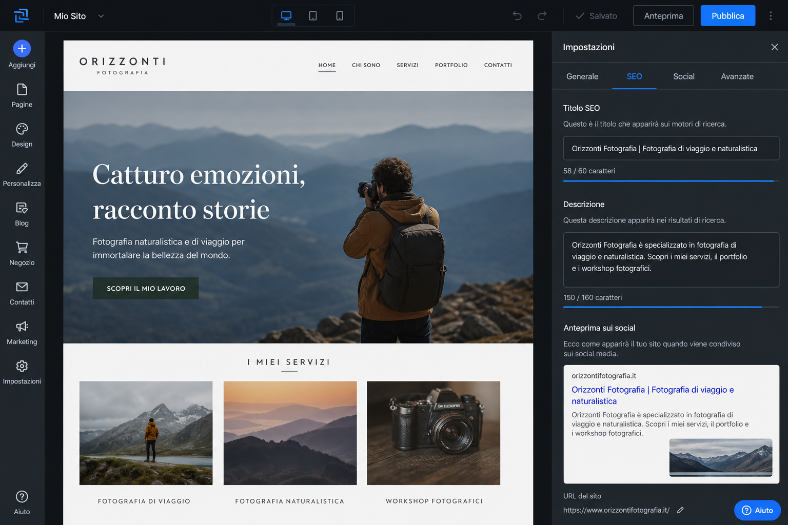 Ottimizzazione SEO e struttura contenuti nel builder