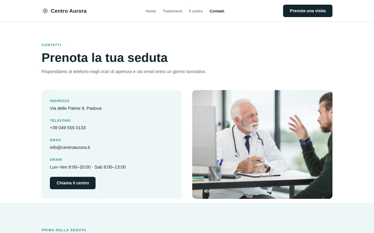 Anteprima Contatti — Centro Benessere
