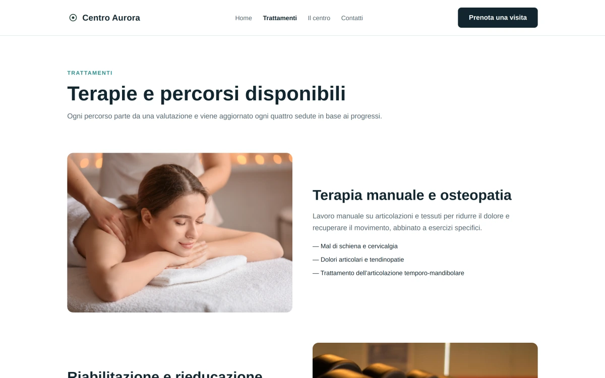 Anteprima Trattamenti — Centro Benessere