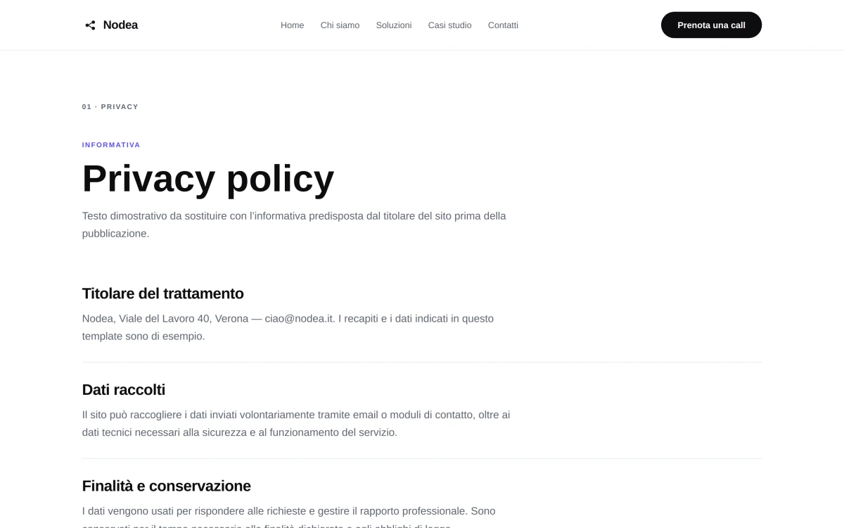 Anteprima Privacy — Software House