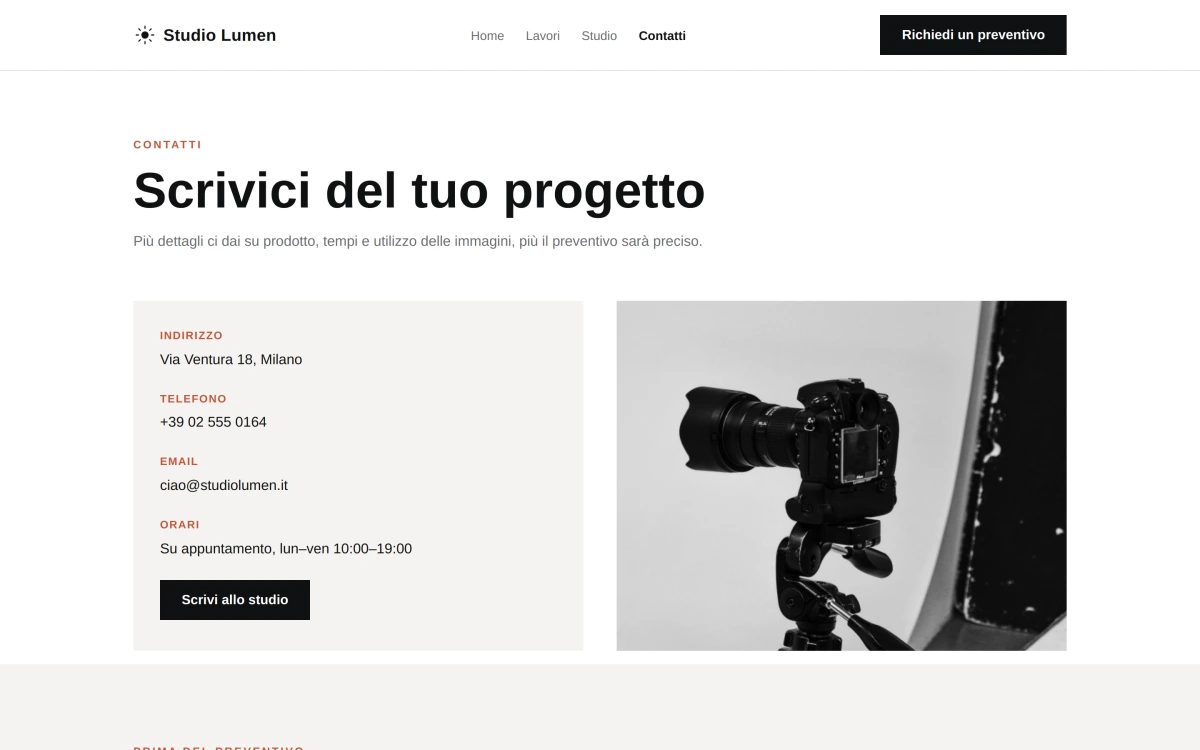 Anteprima Contatti — Studio Creativo