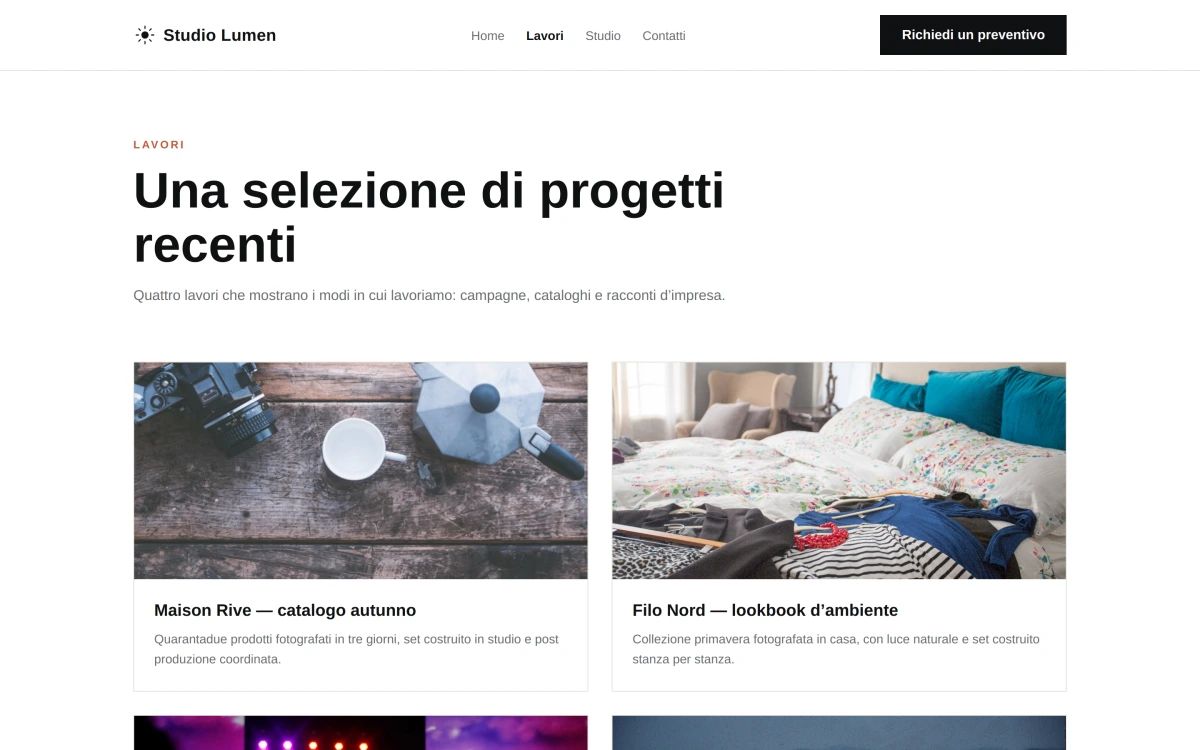 Anteprima Lavori — Studio Creativo