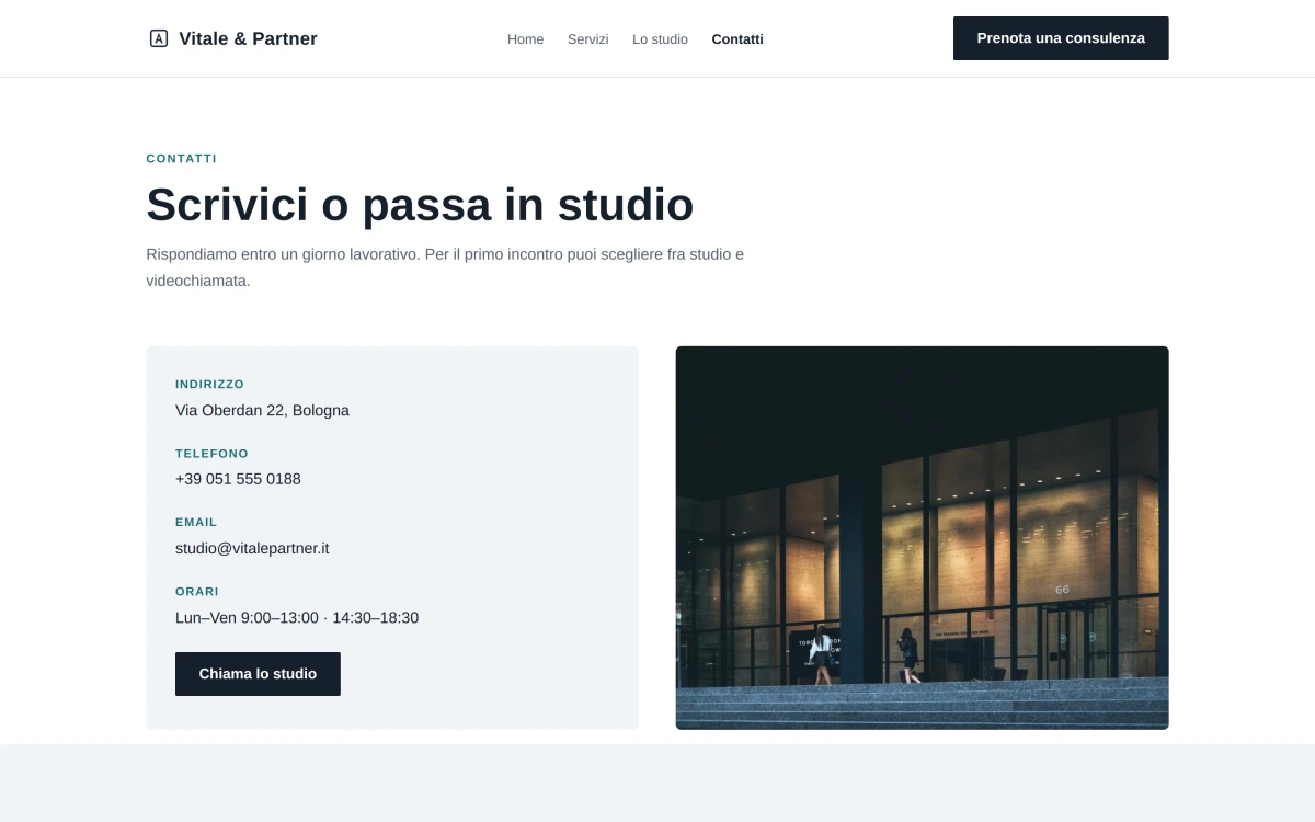 Anteprima Contatti — Studio Professionale