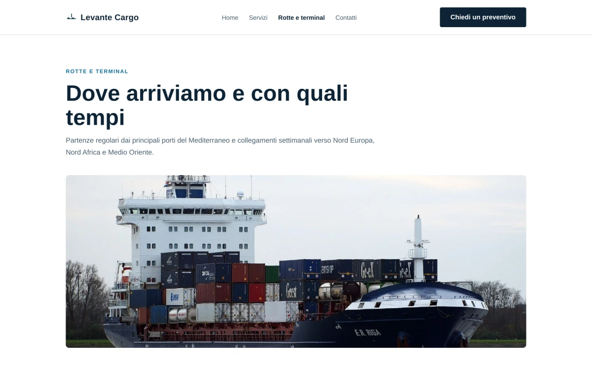 Anteprima Rotte e terminal — Trasporto Navale
